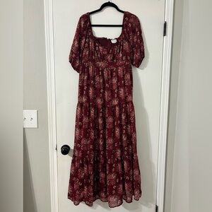 Arula Burgundy Floral Maxi Dress